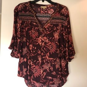 Burgandy and blush tones blouse